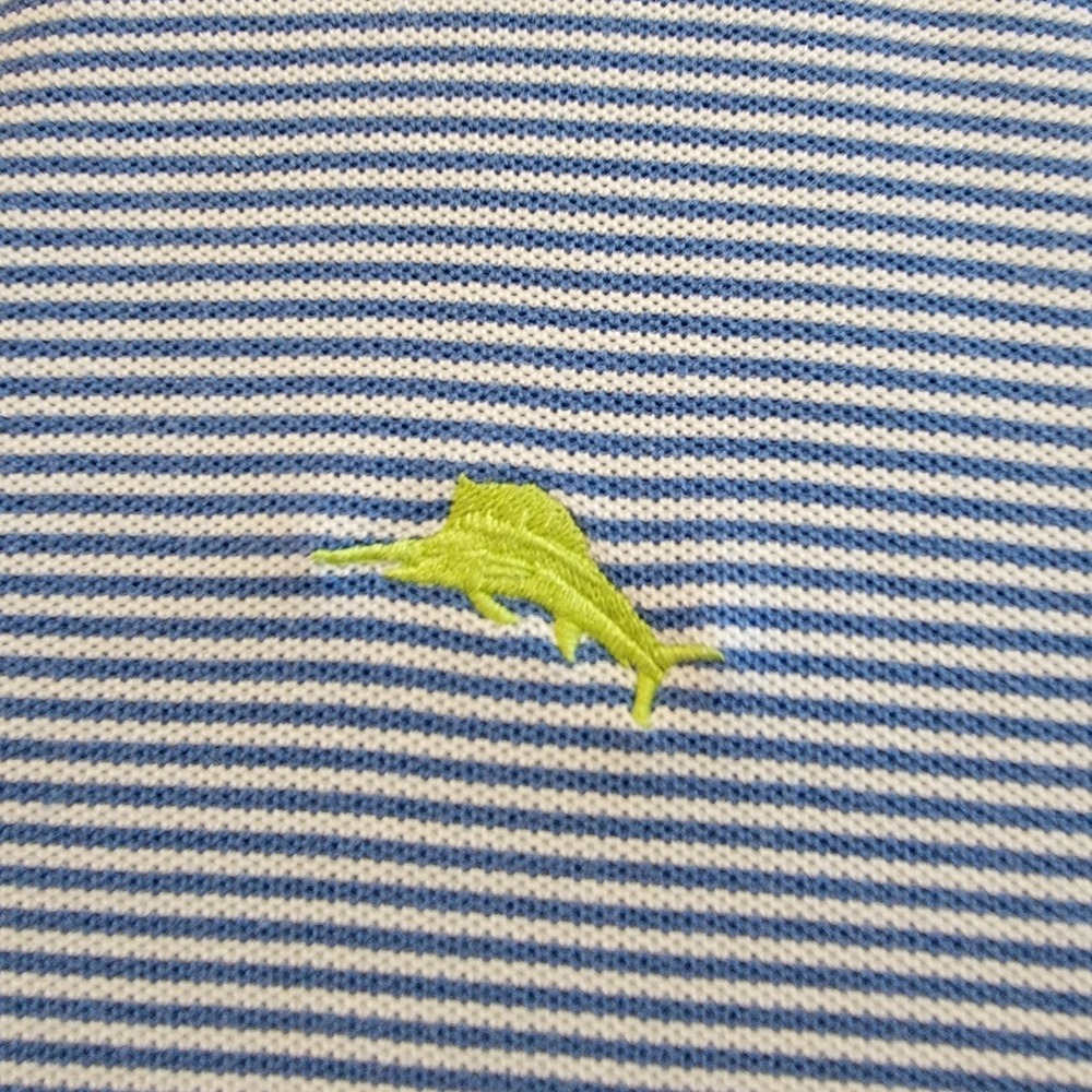 Tommy Bahama Men's Short Sleeve Polo Shirt Blue/White Stripe Size‎ XL - Picture 3 of 4